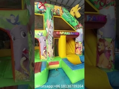 Petite maison de saut en intérieur à impression complète girafe dessin animé parc animal château avec combo Silde