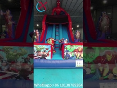 Glissière gonflable à sec Spiderman Héros de dessins animés Glissière gonflable double château pour enfants et adultes