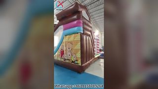 Maison gonflable ours mignon avec toboggan pour enfants