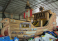 Grand bateau de pirate gonflable de dinosaure avec l'environnement de glissière - amical
