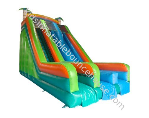 Impression de soie Commercial gonflable glissière sèche extérieure sautant glissière