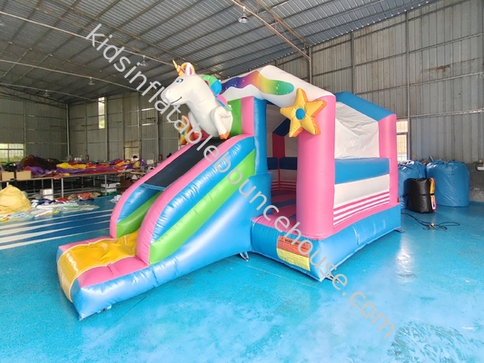 Impression numérique Combos gonflables Unicorne coloré Bounce House Châteaux à sauter avec Silde