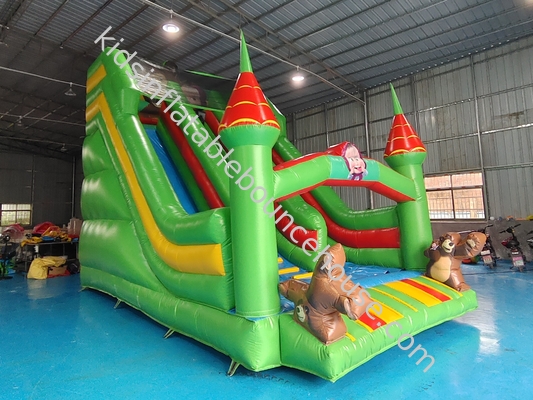 Commercial qualité PVC gonflable glissière sèche avec pilier coloré gonflable double glissière pour les enfants