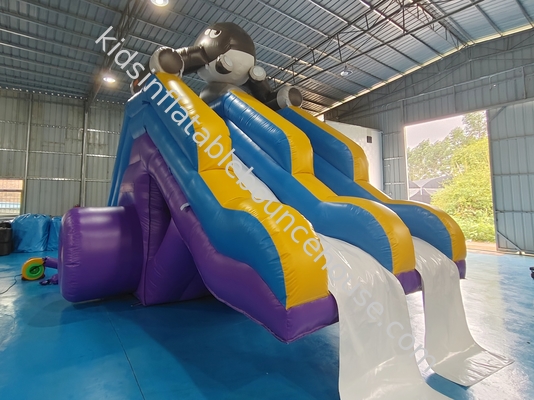 Impression numérique Slides gonflables à sec Château double slides Slides gonflables géants Cartoon de requin pour enfants et adultes