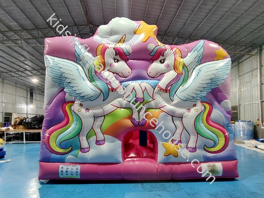 Nouveau design d'impression numérique maison gonflable avec des diapositives unicorne château gonflable pour enfants