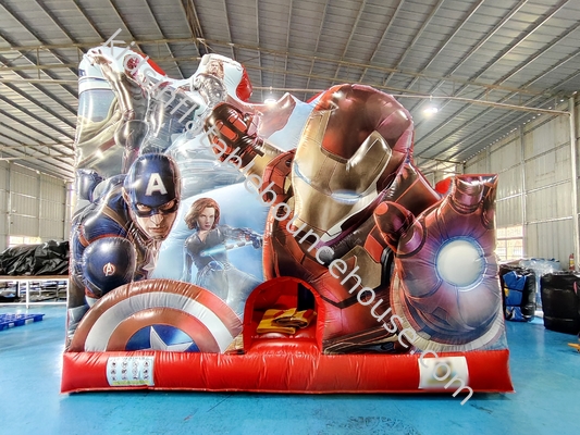 Nouveau design d'impression numérique maison gonflable avec diapositives Marvel Iron Man château gonflable pour les enfants