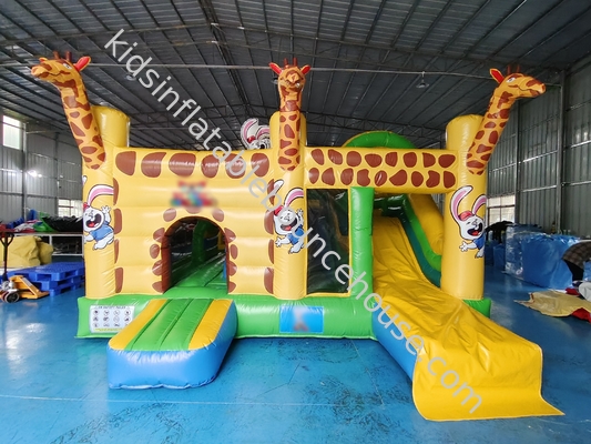Commercial Grade Outdoor gonflable Combo Zoo Giraffe gonflable maison de rebond avec glisser-déposer Château de saut drôle