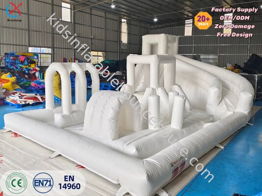 PVC Custom Bubble Ball Pit Large White Inflatable Obstacle Course with Slide