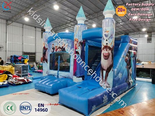 High Quality Frozen Themed Inflatable Bounce House With Slide For Party Rental