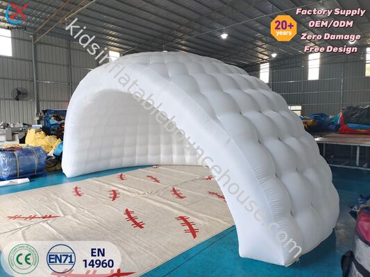 Tente dôme gonflable blanche personnalisée commerciale, tente abri igloo gonflable extérieure